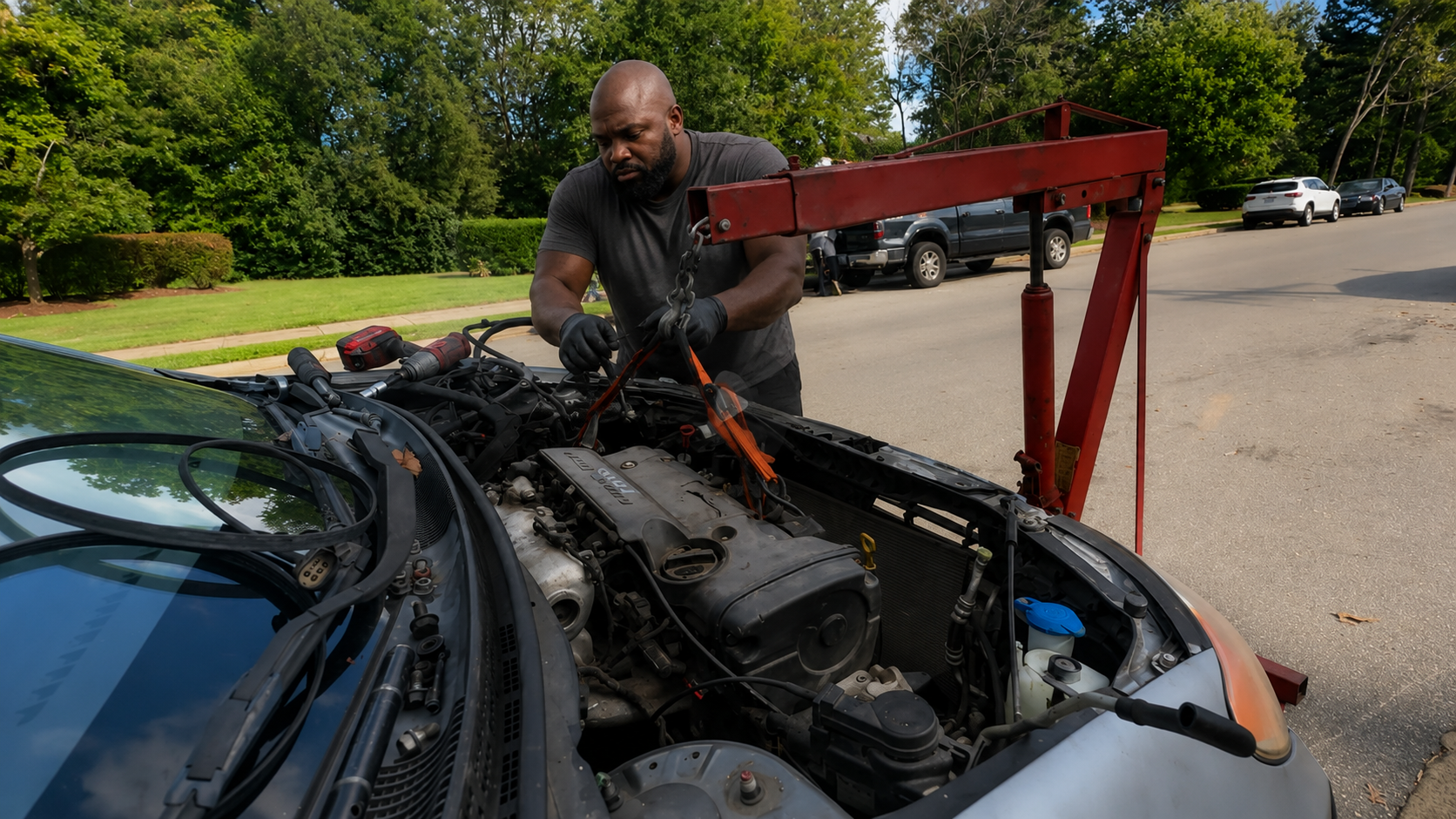 Mobile mechanic performing major engine repair in Arlington Texas