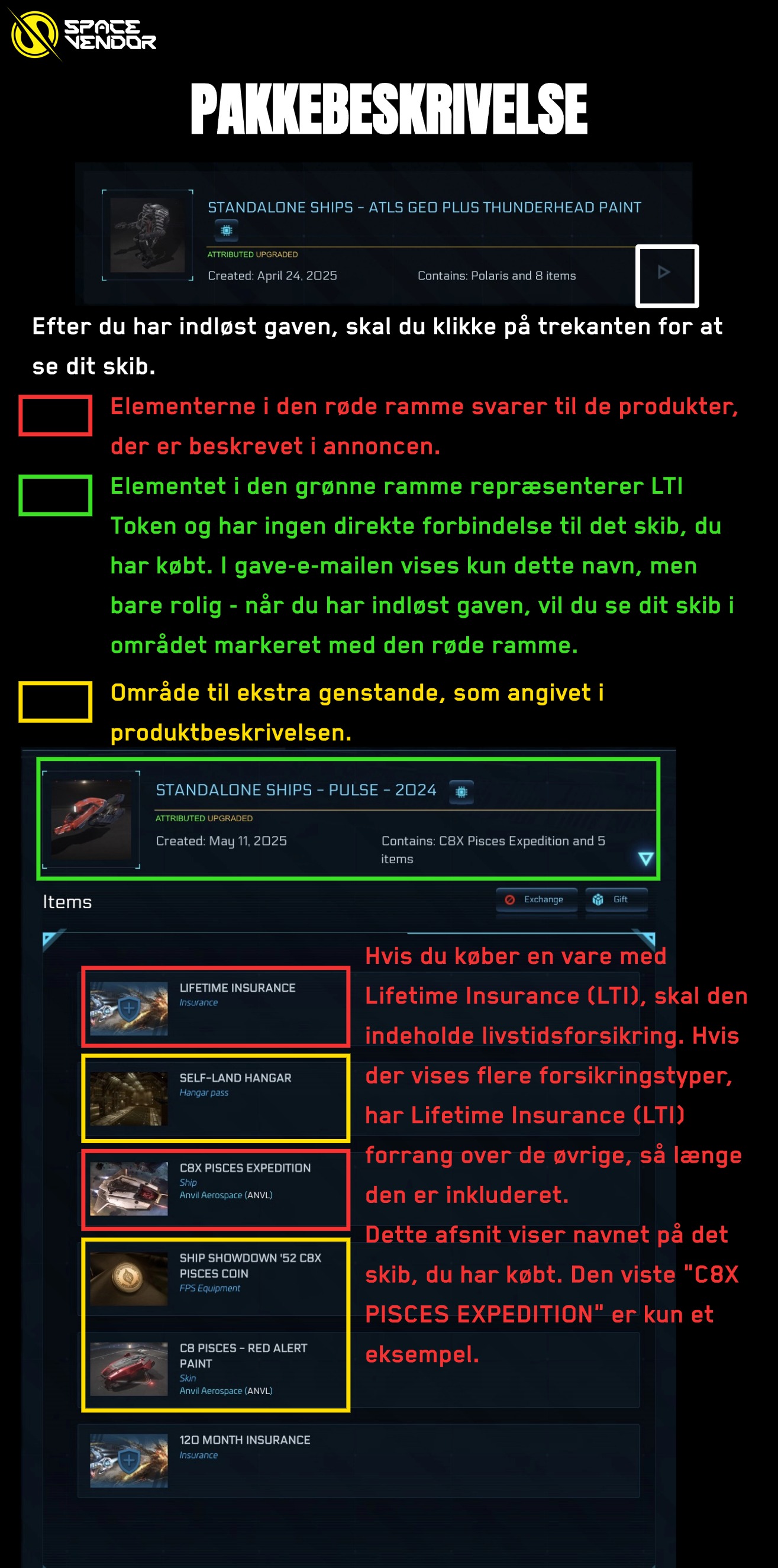 LTI package explanation showing RSI hangar items
