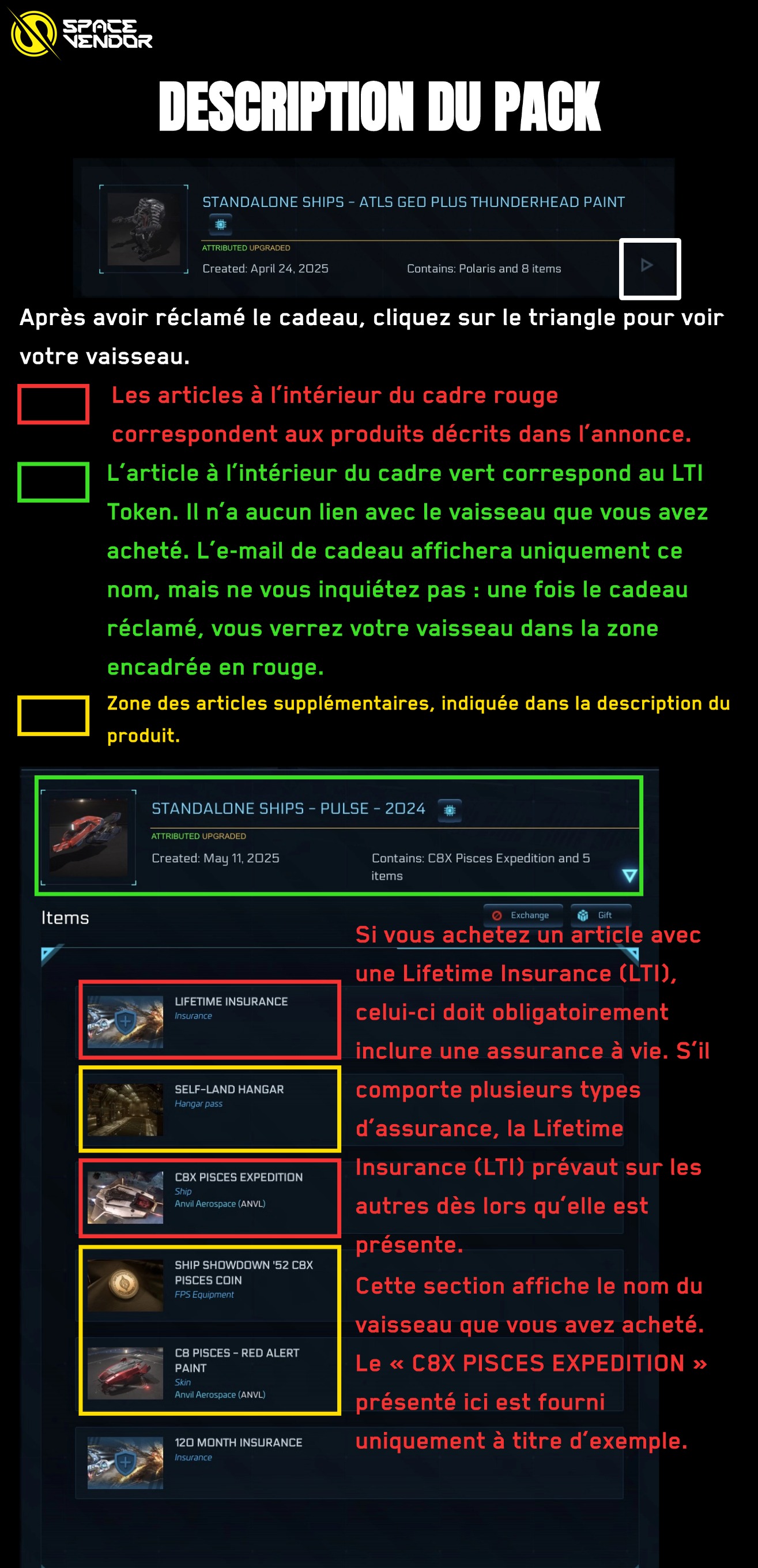 LTI package explanation showing RSI hangar items