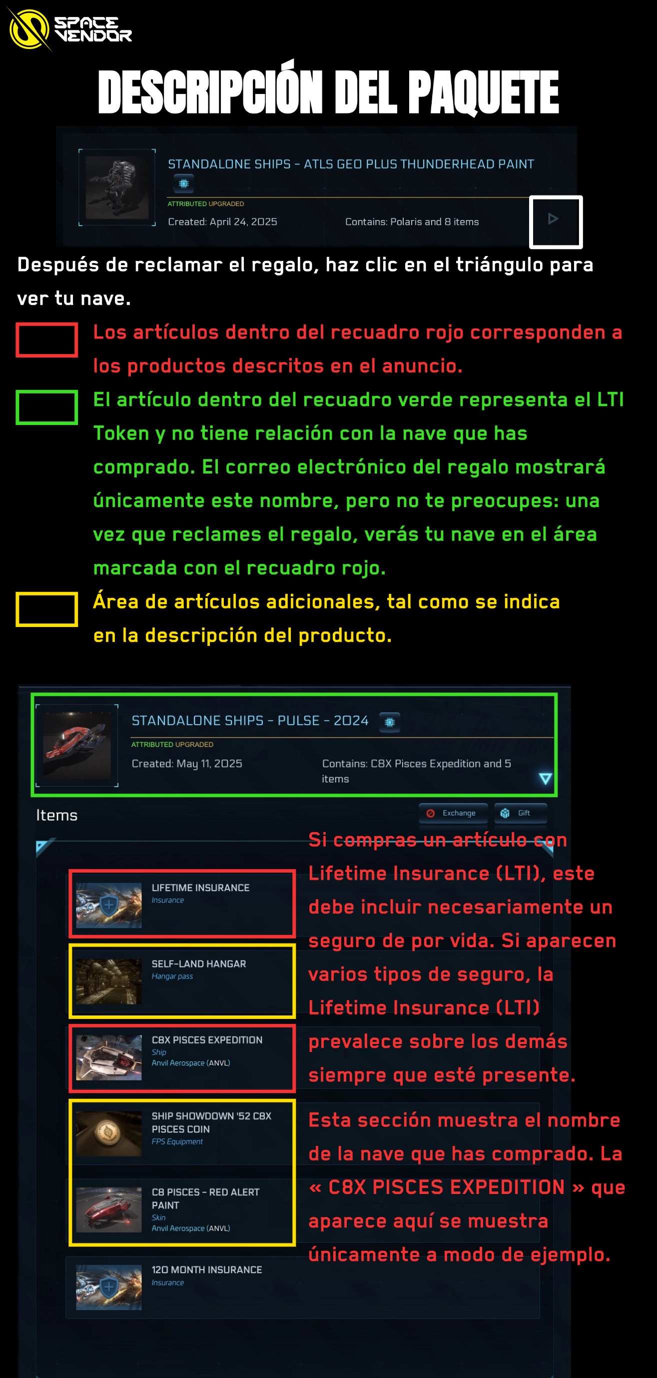 LTI package explanation showing RSI hangar items